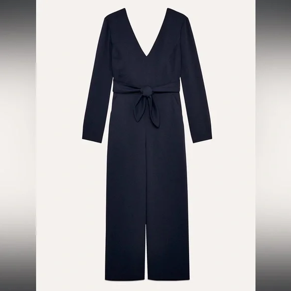 SOLD / Aritzia wilfred ecoulement tie waist long sleeve open back black jumpsuit - Picture 6 of 10